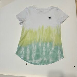 abercrombie kids White Tee with Green & Yellow Ombre Tie-Dye